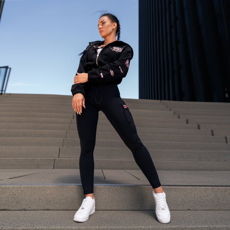 FOXED® CROPPED ZIPPER + CARGO LEGGINGS SET ROSE