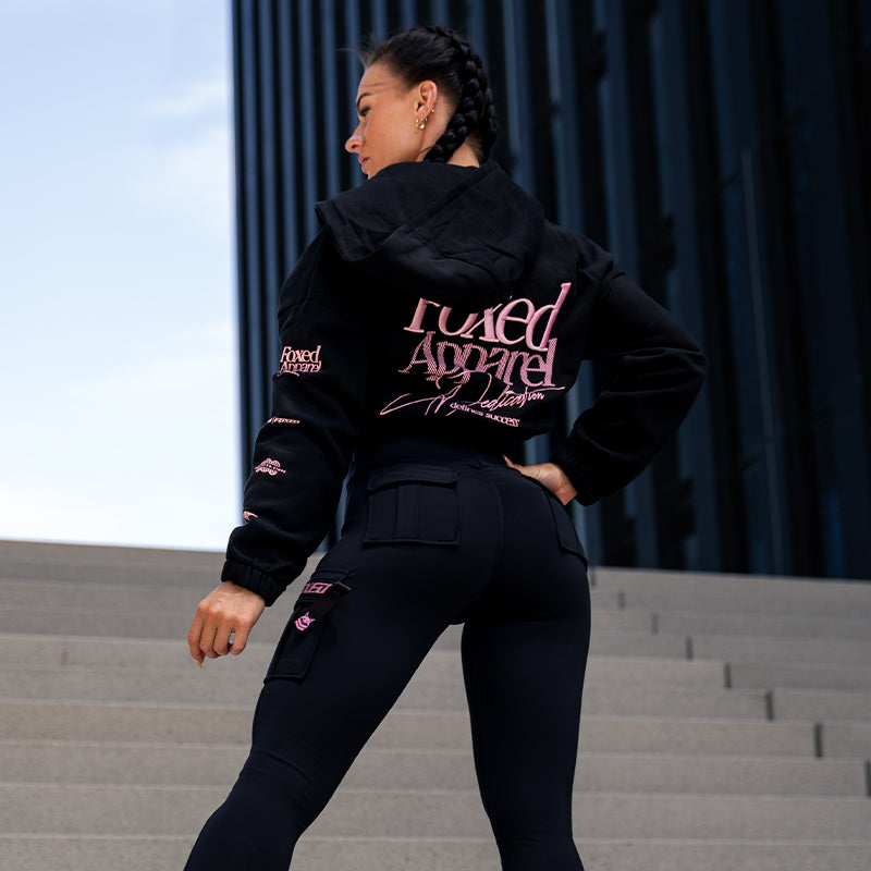 FOXED® CROPPED ZIPPER + CARGO LEGGINGS SET ROSE