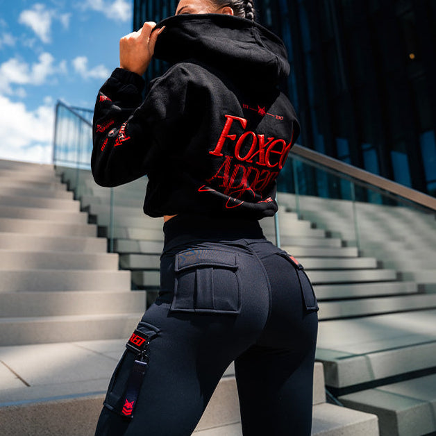 FOXED® CROPPED ZIPPER + CARGO LEGGINGS SET RED