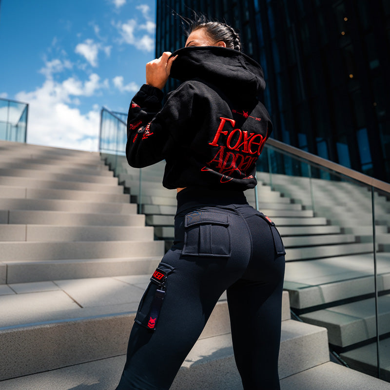 FOXED® CROPPED ZIPPER + CARGO LEGGINGS SET RED