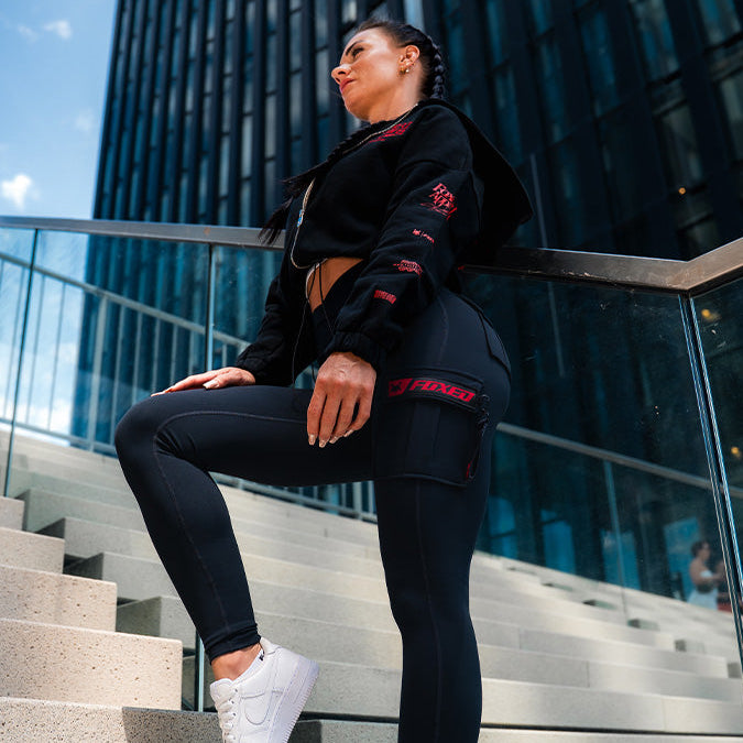 FOXED® CROPPED ZIPPER + CARGO LEGGINGS SET RED