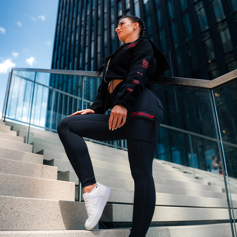 FOXED® CROPPED ZIPPER + CARGO LEGGINGS SET RED