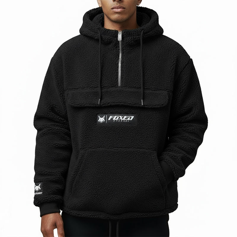 FOXED® HOODED TEDDY SHERPA JACKET BLACK (EXTRA HEAVY)